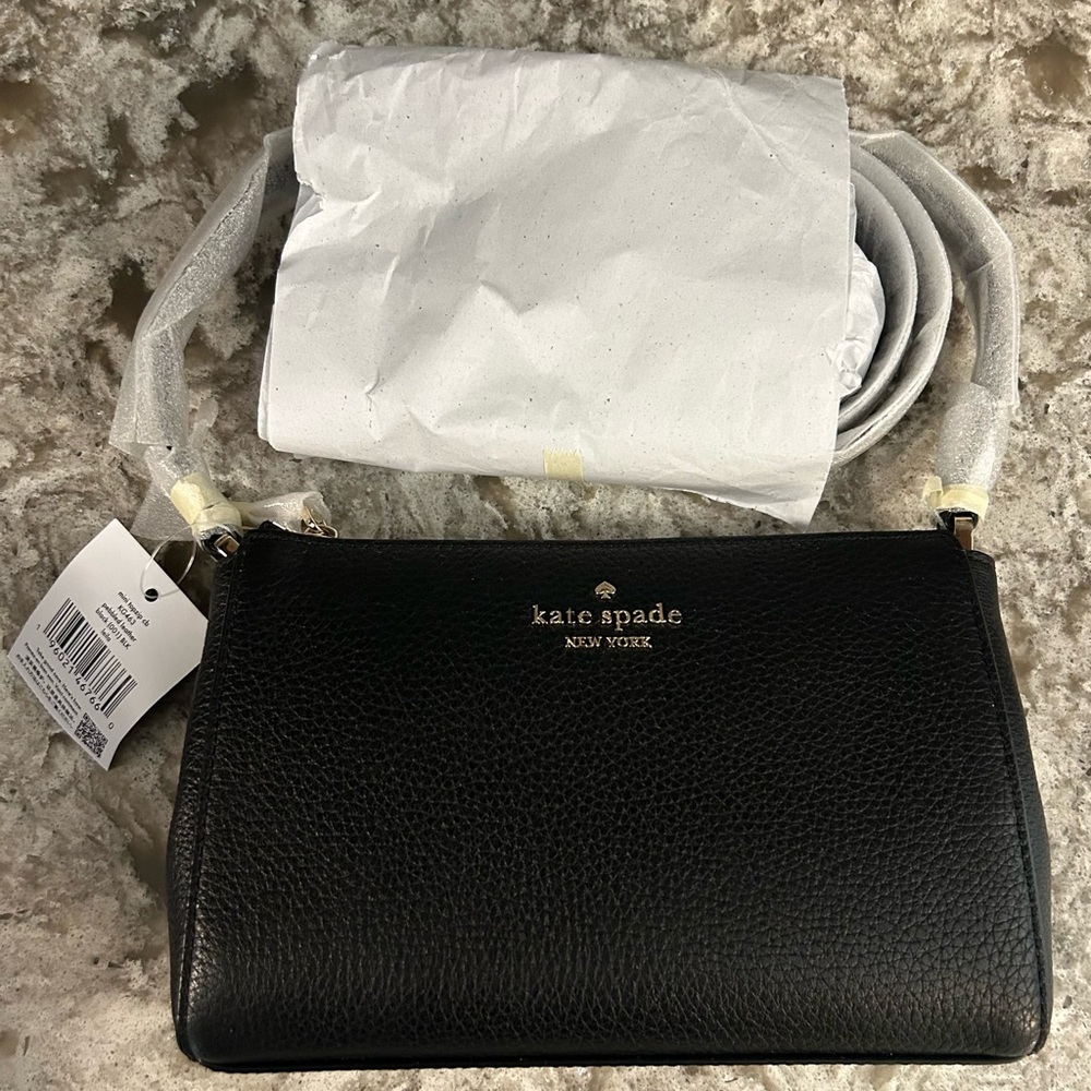 Kate Spade Black Pebbled Leather Crossbody Bag - Picture 2 of 5